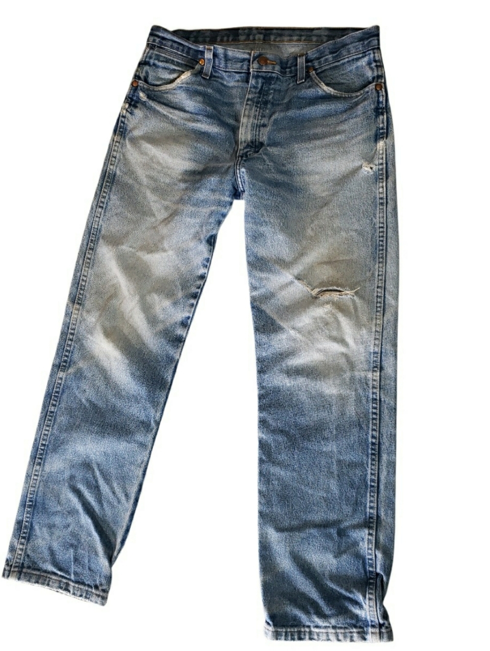 Wrangler Classic Cowboy Cut Straight-Leg Jeans Distressed From Hard Work M 34/32